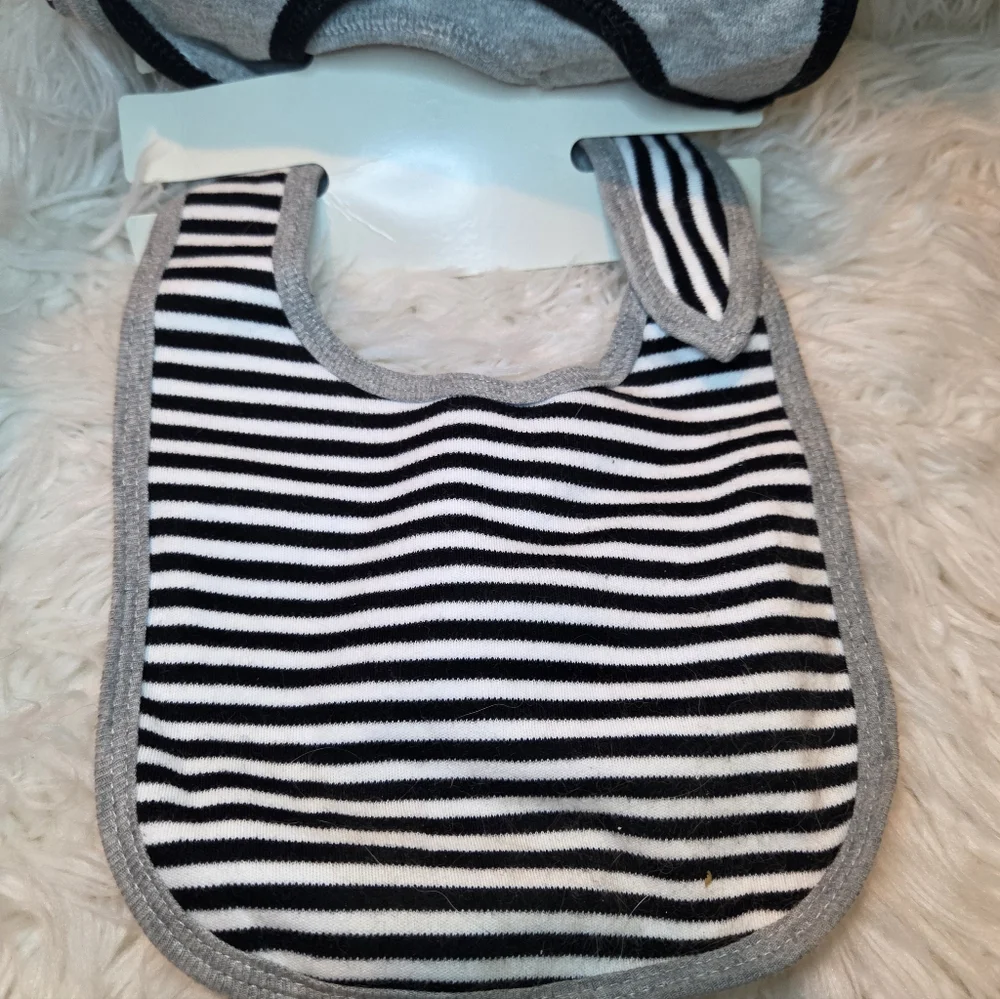 Cloud Island Gray Black Cotton Bib Set 5 Pack